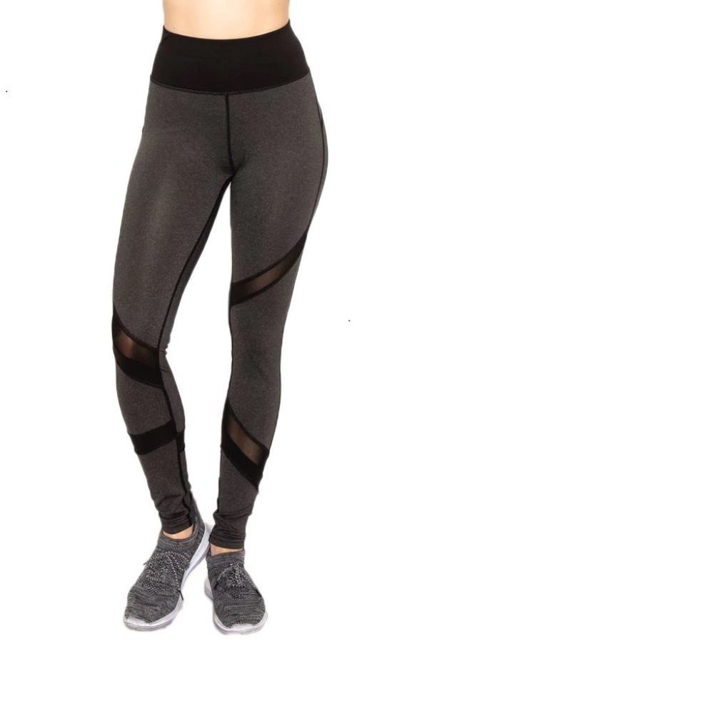 Leggings Gray with Black Mesh Accent - Large